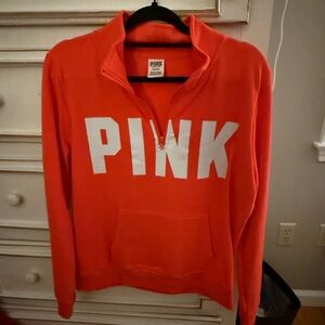 Victoria's Secret PINK Red Orange Quarter Zip Pullover